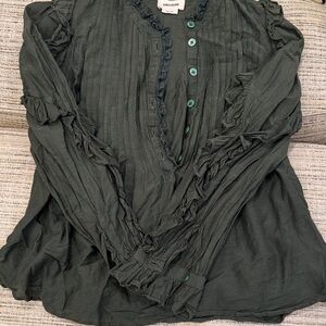 Zadig & Voltaire Women’s Deep Green Ruffled Blouse size Small